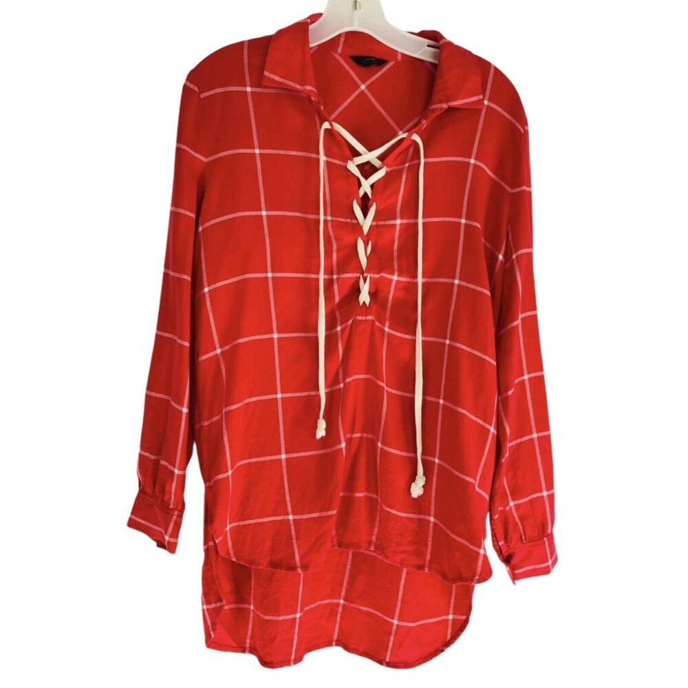 Joes Jeans Collection Shirt Tunic Size Small Red‎ Window Payne Lace V Neck